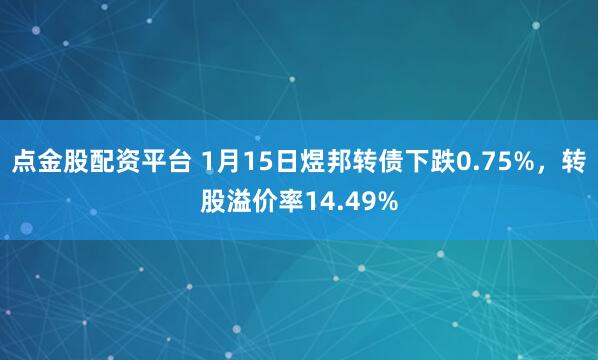 点金股配资平台 1月15日煜邦转债下跌0.75%，转股溢价率14.49%